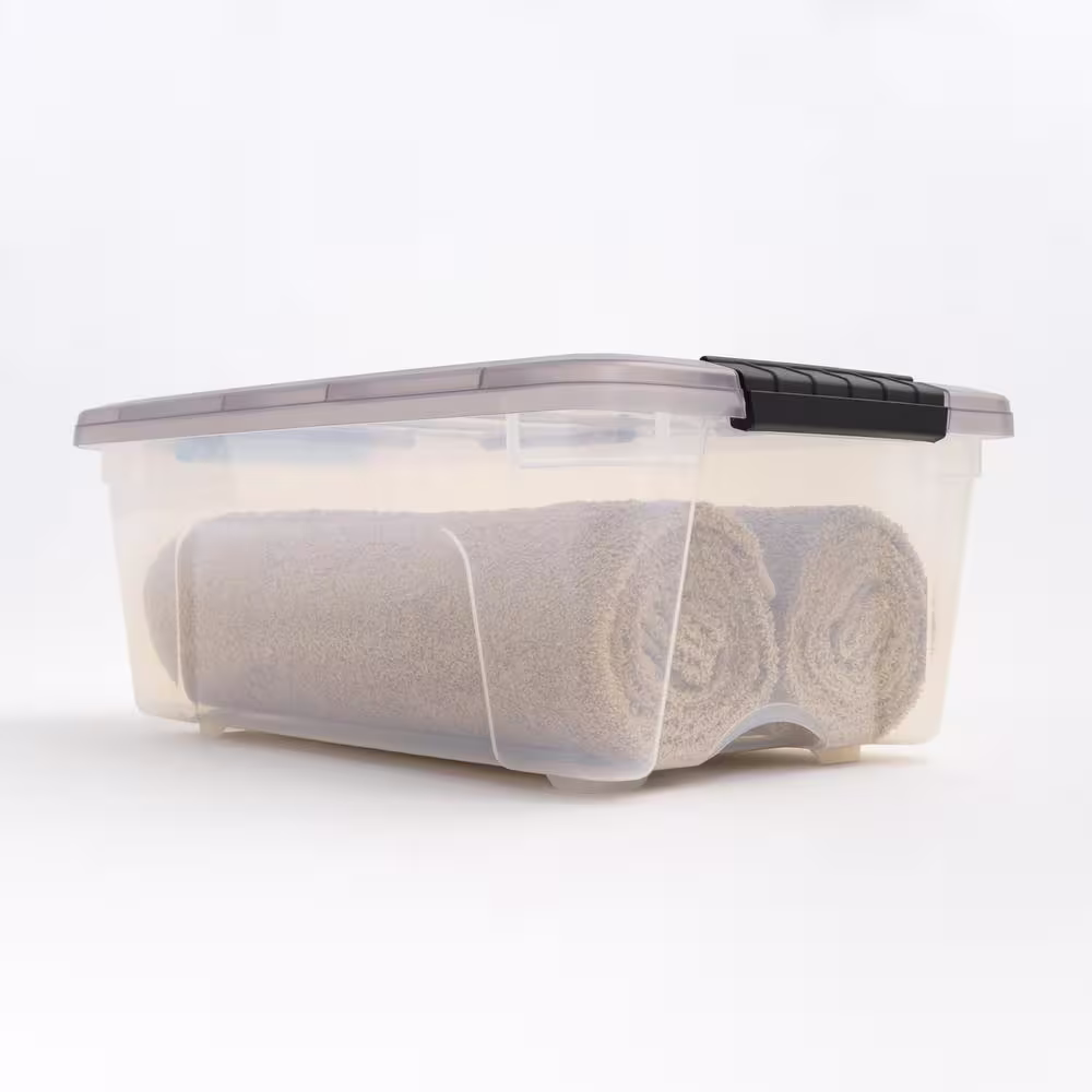 None 12 qt. Stack & Pull Clear storage Box, Lid Gray (Pack of 8)