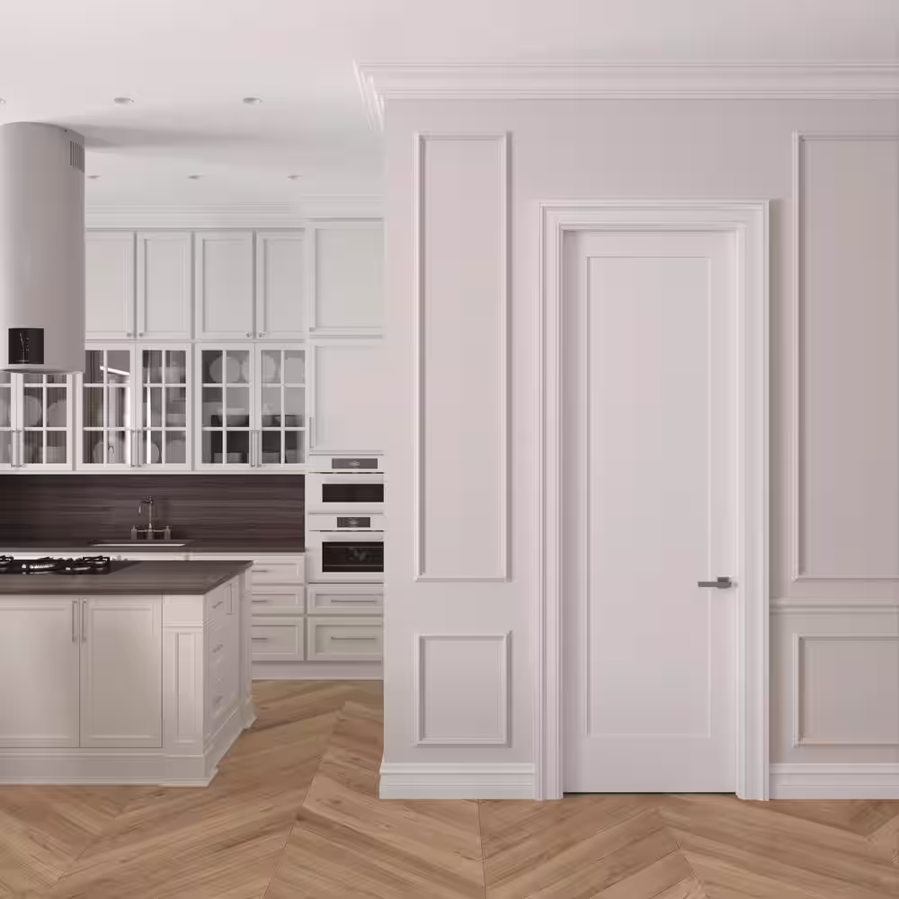 RESO 18 In. x 96 In.Right-Handed Solid Core Primed White Composite Single Pre-hung Interior Door Oil Rubbed Bronze Hinges