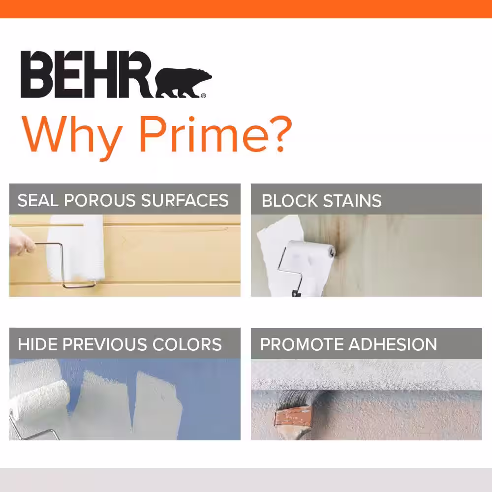 BEHR 1 Gal. White Acrylic Alkyd Interior/Exterior Enamel Undercoated Primer