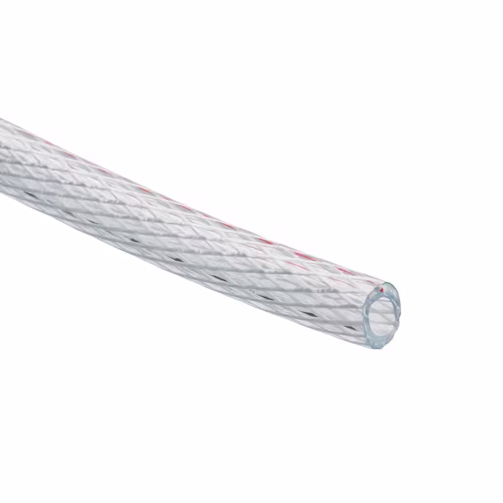 HYDROMAXX 3/8 in. I.D. x 1/2 in. O.D. x 50 ft. Braided Clear Non Toxic, High Pressure, Reinforced PVC Vinyl Tubing