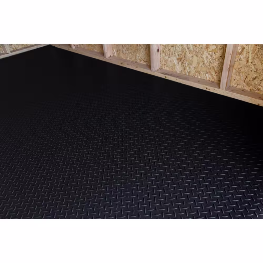 G-Floor Shed Flooring Midnight Black Diamond Tread Commercial Vinyl Sheet Flooring (8 ft. W x 12 ft. L)