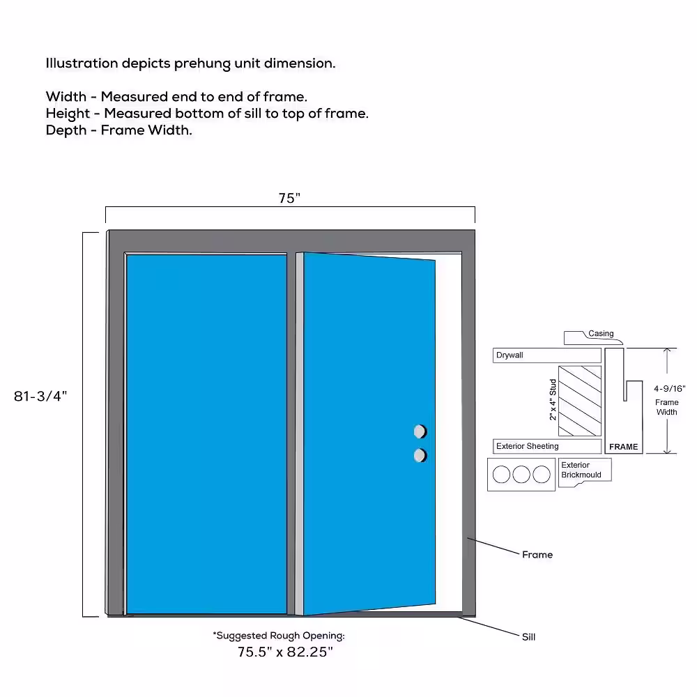 MMI Door 72 in. x 80 in. Clear Glass Primed Steel Prehung Left-Hand Inswing Full Lite Stationary Patio Door