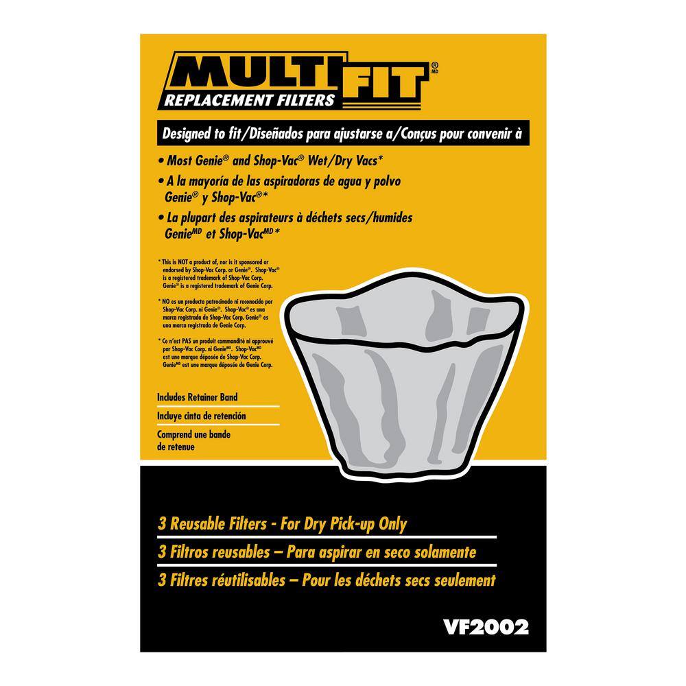 MULTI FIT Disposable Dry Pick-up Only Wet/Dry Vac Disc Filter with Retainer Band for Select Shop-Vac Brand Shop Vacuums (12-Pack)