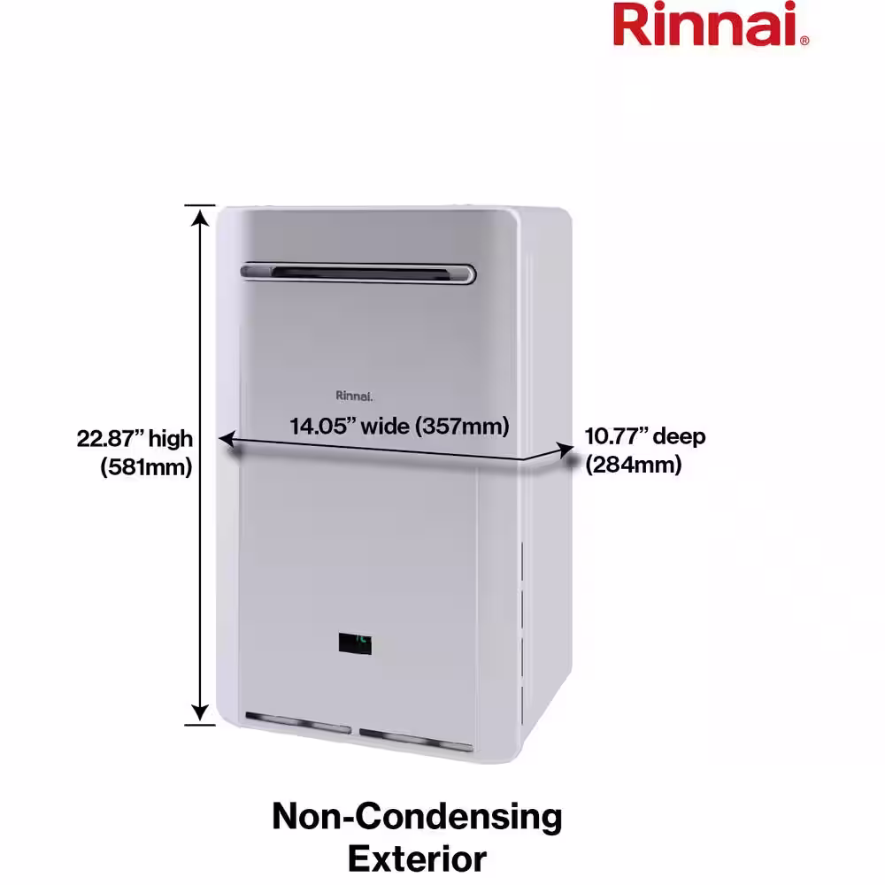 Rinnai High Efficiency Non-Condensing 5.3 GPM Residential 140,000 BTU Exterior Natural Gas Tankless Water Heater