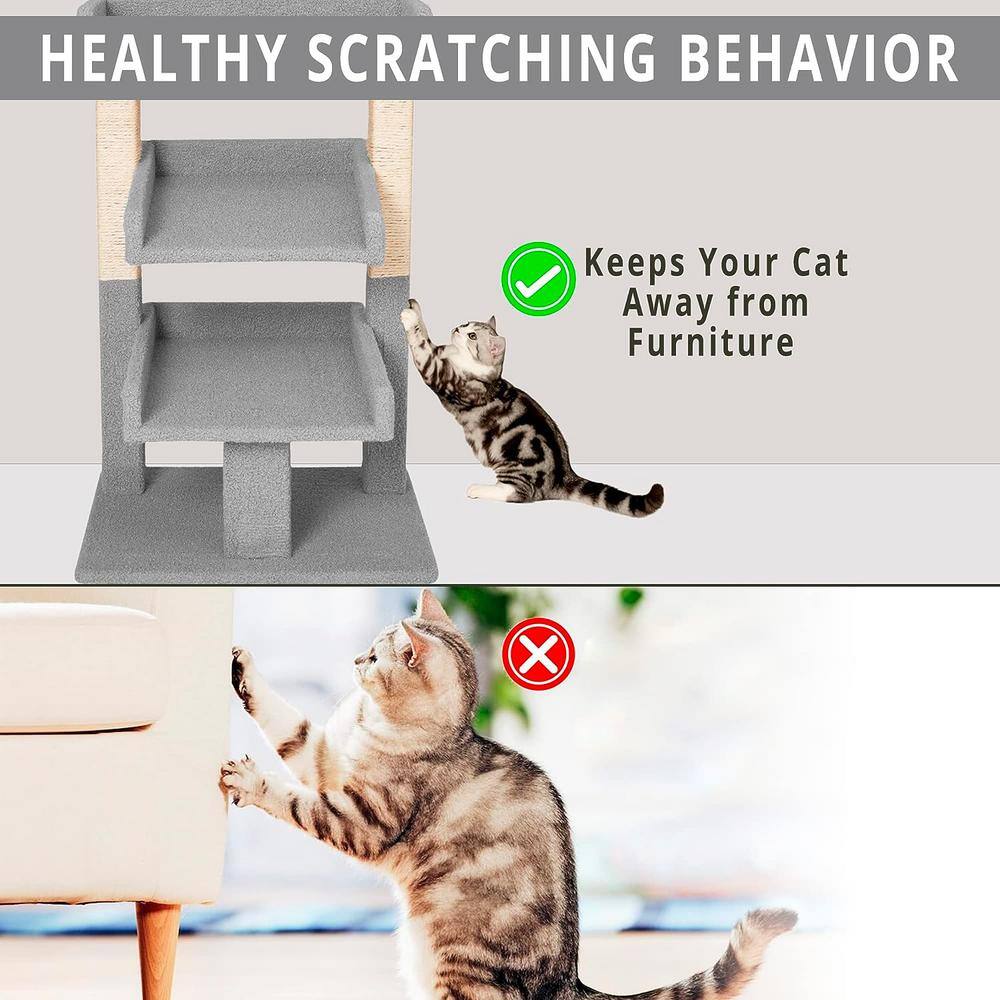 HOMESTOCK Gray Cat Tree for Large Cats, Cat Activity with Scratching Post, Cat Tower for Large Cats, 3 Level Cat Play Perch