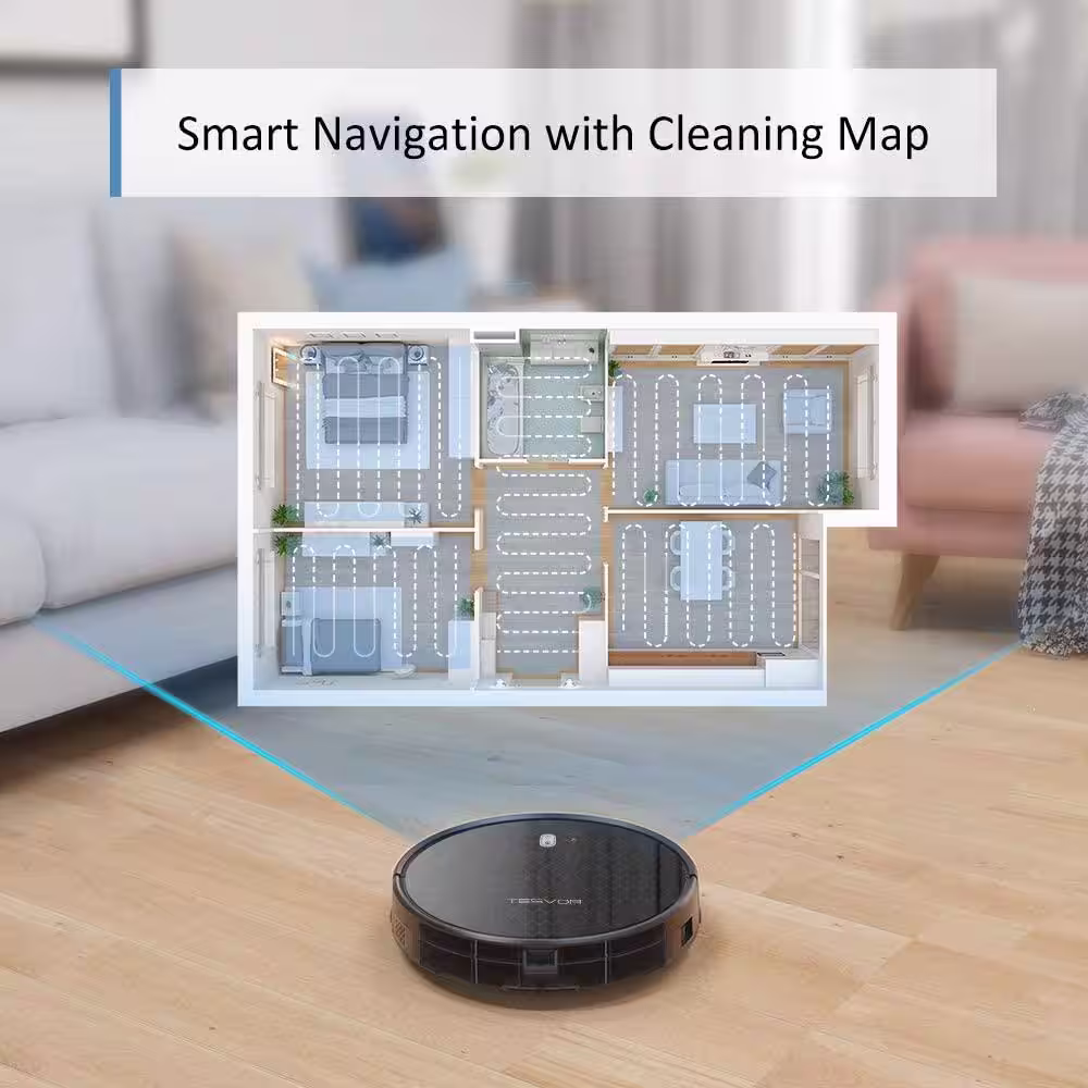 Tesvor Pro Robotic Vacuum Cleaner 4000Pa Strong Suction Self-Charging Wi-Fi Enabled