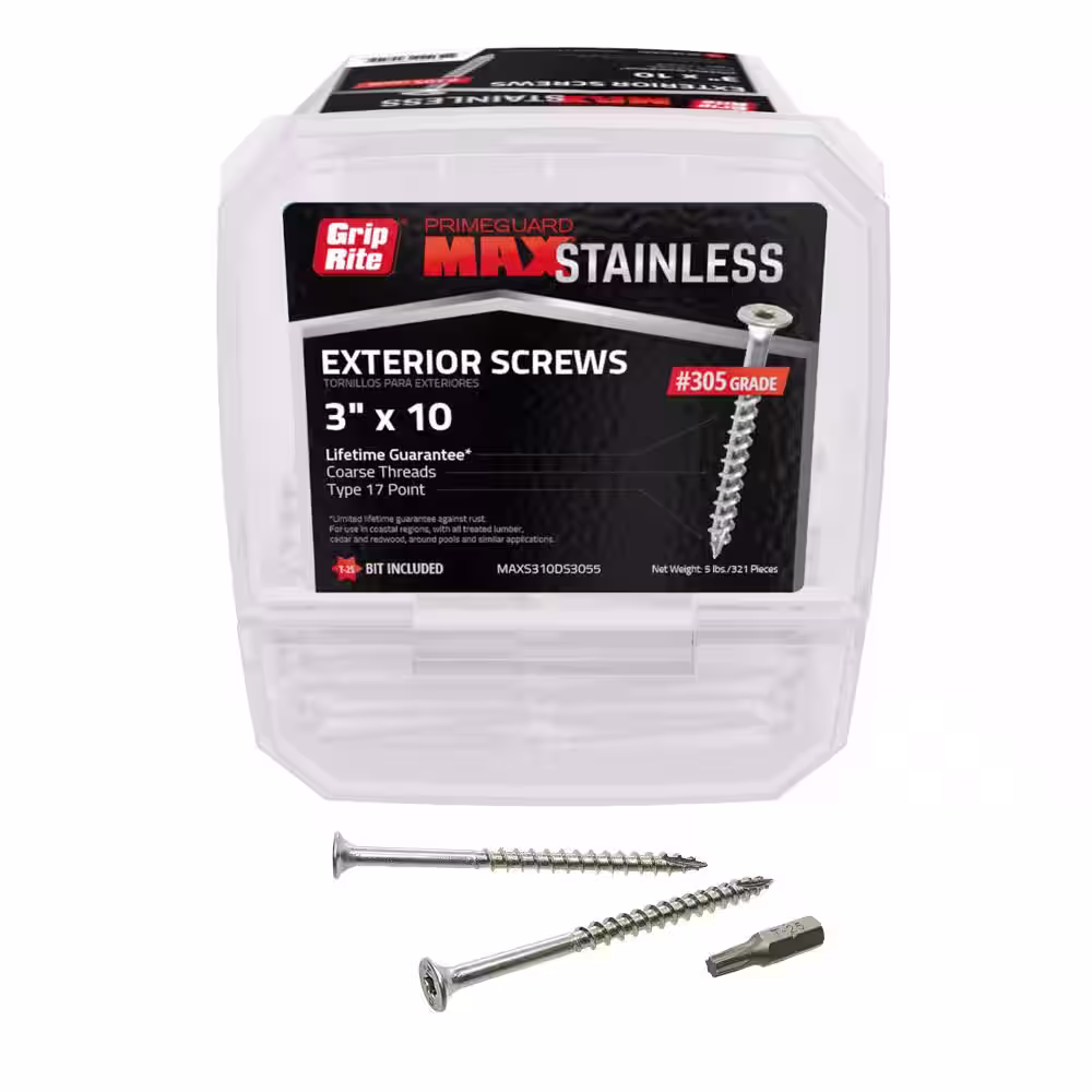 Grip-Rite #10 x 3 in. 305 Stainless Steel Star Drive Deck Screw (5 lbs./Pack)
