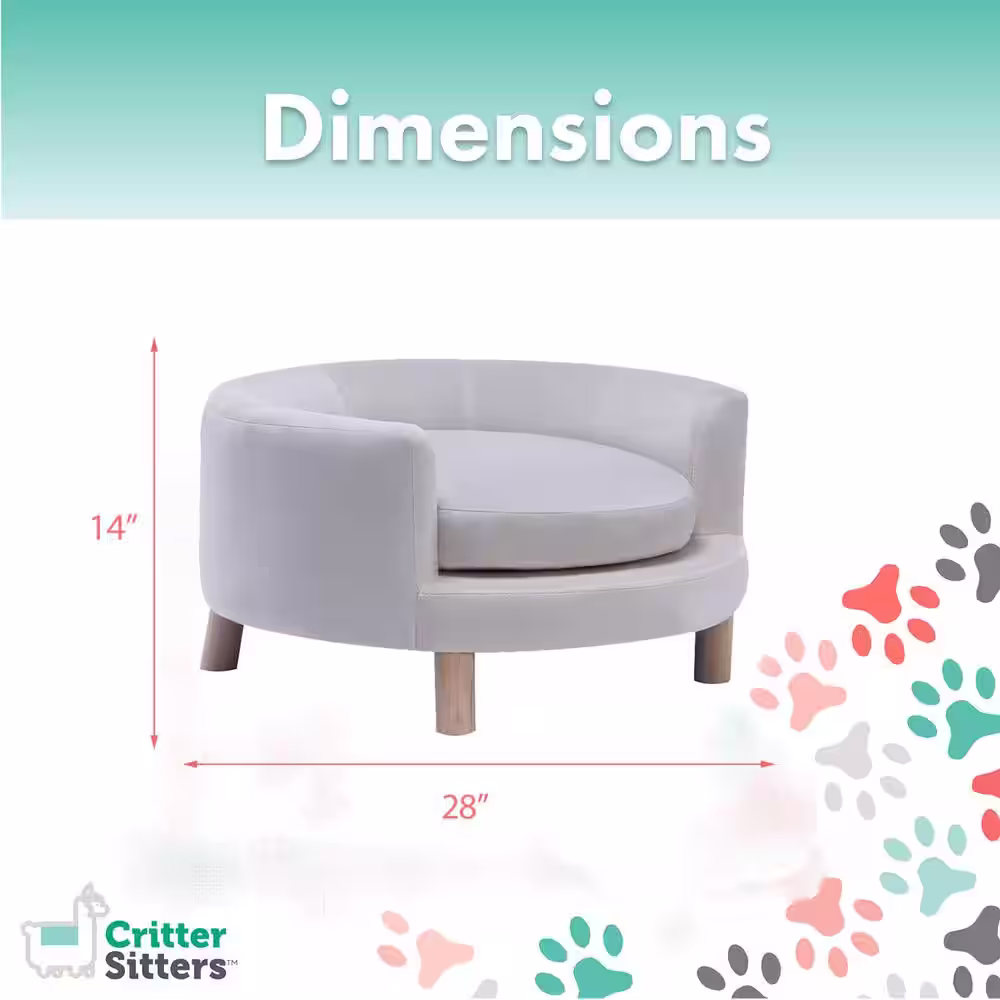 Critter Sitters 28 in. Medium Elegant White Faux-Velvet Circular Pet Bed for Small to Medium-Sized Dogs and Cats