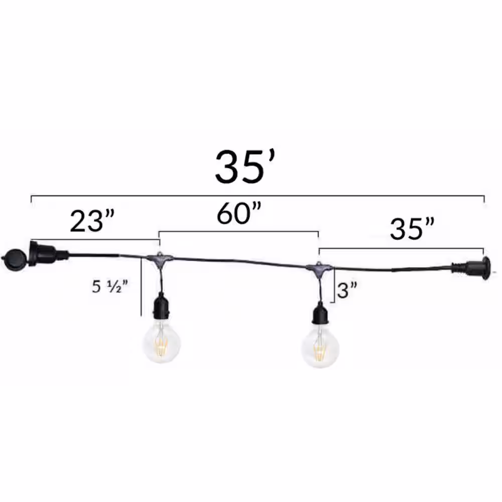 None 7 Light 35 ft. Outdoor Plug-in LED Giant Globe String Light