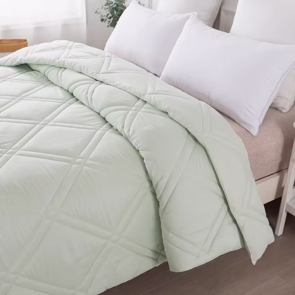 St. James Home Double Diamond All Season Green Twin Down Alternative Comforter