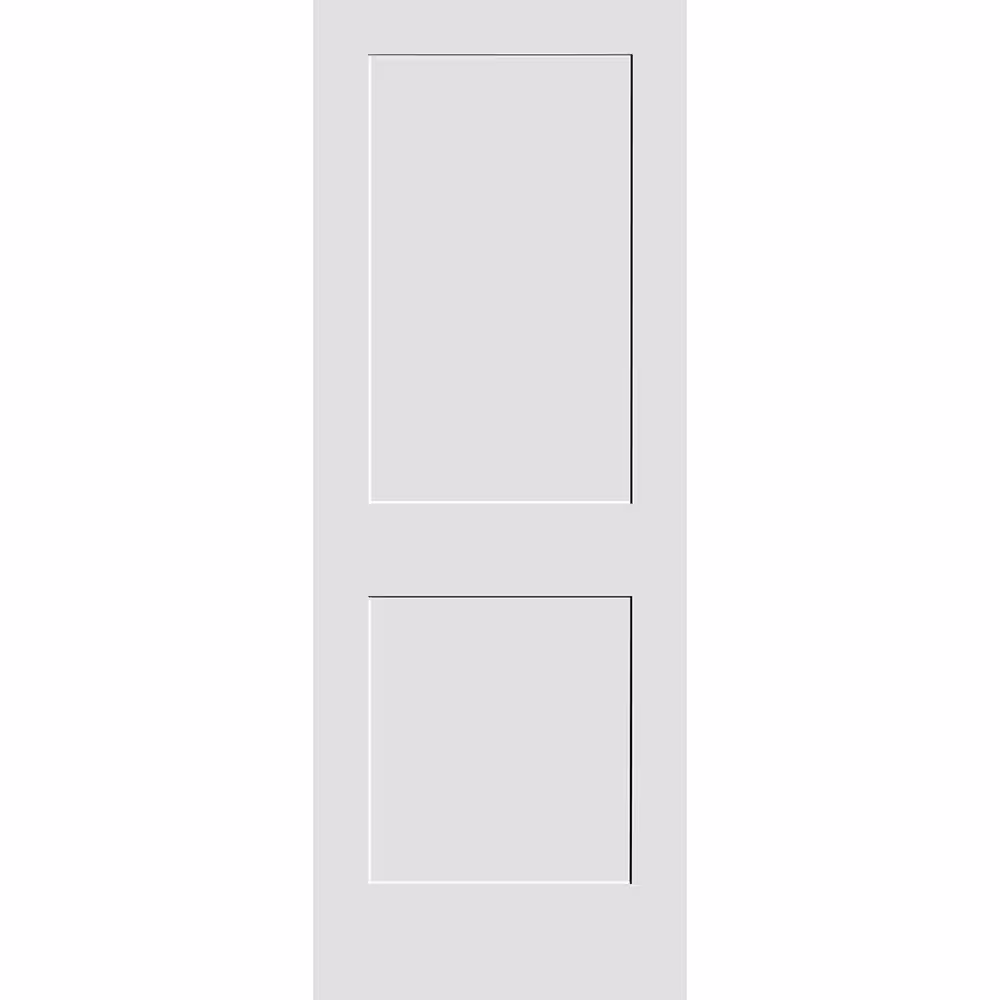 CODEL DOORS 34 in. x 80 in. 2-Panel Right Hand Solid Wood Primed White MDF Single Prehung Interior Door with Matte Black Hinges