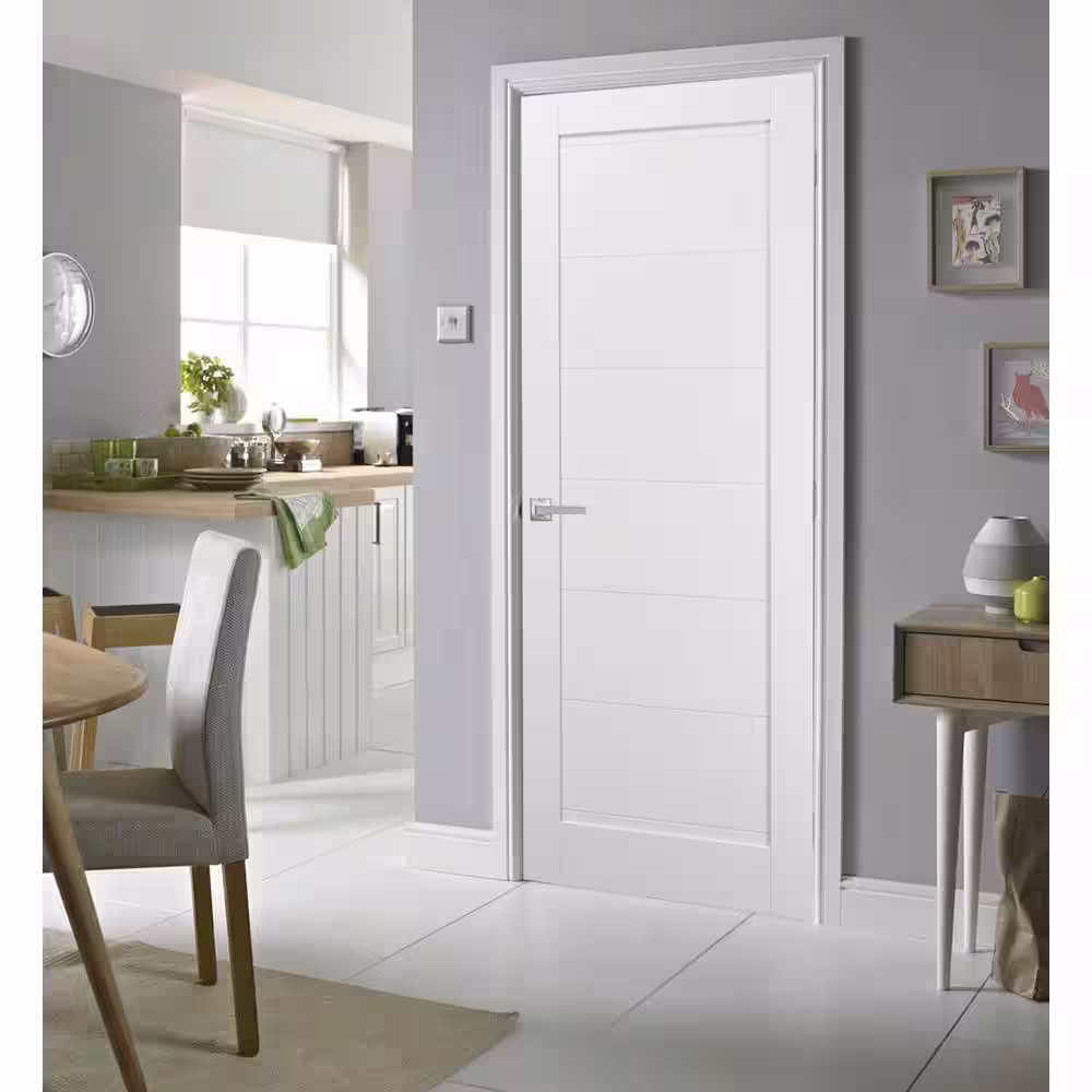 Sartodoors 4115 24 in. x 80 in. Single Panel No Bore Solid MDF Frosted Glass White Finished Pine Wood Interior Door Slab