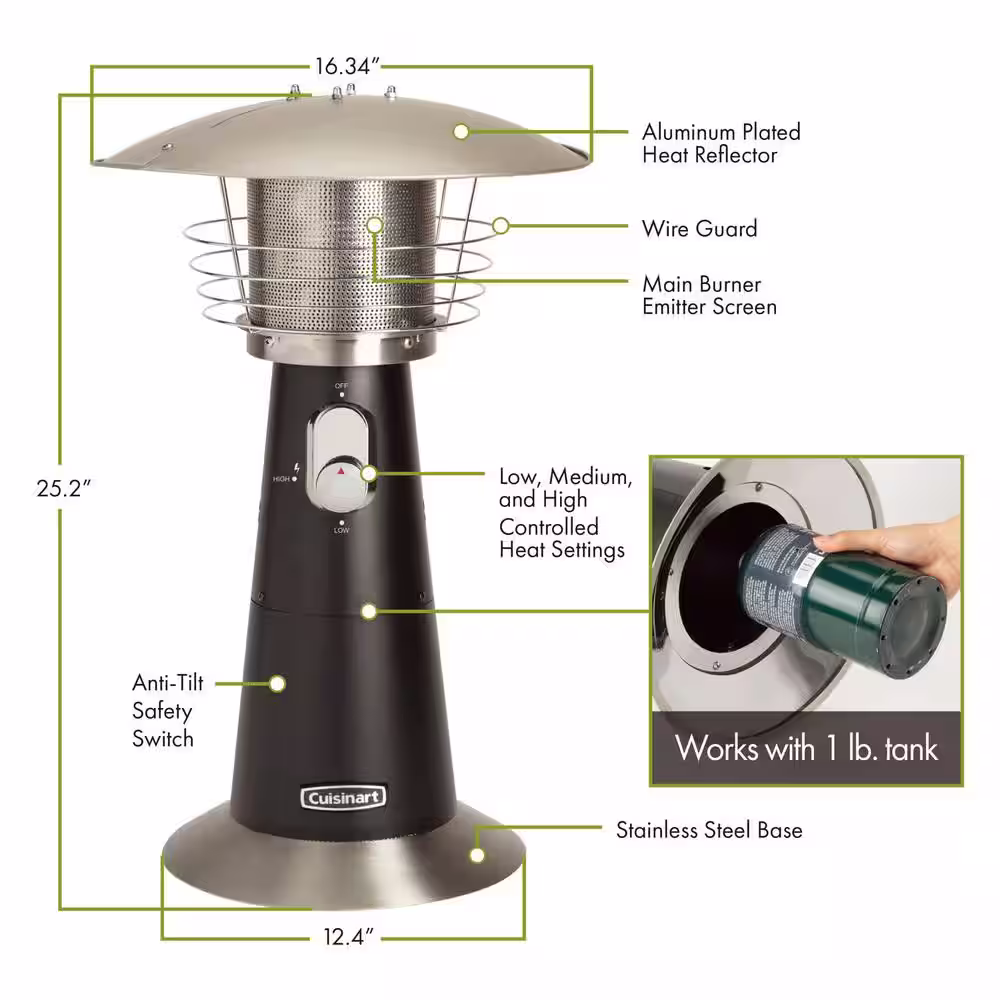 Cuisinart 11,000 BTU Portable Tabletop Propane Patio Heater