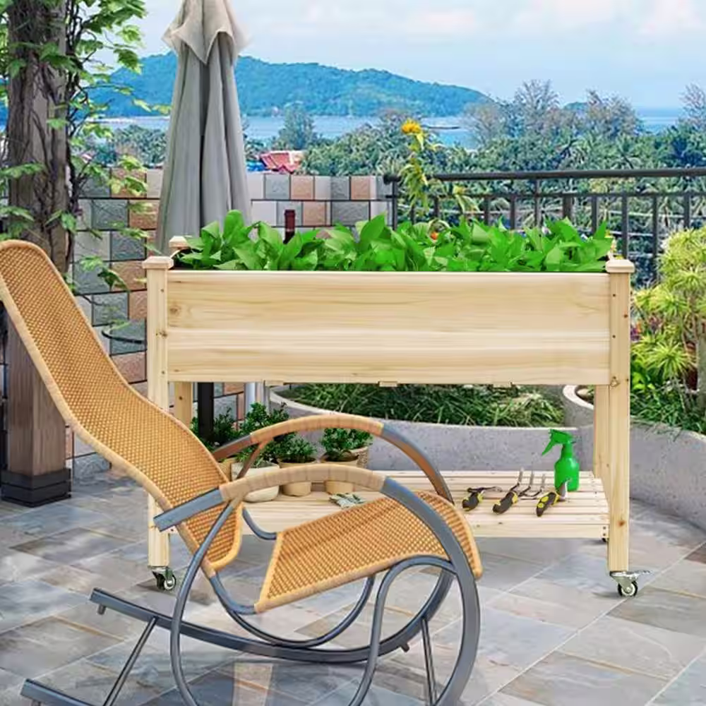 Ejoy 48 in. x 20 in. x 30 in. Wooden Elevated Planter Bed