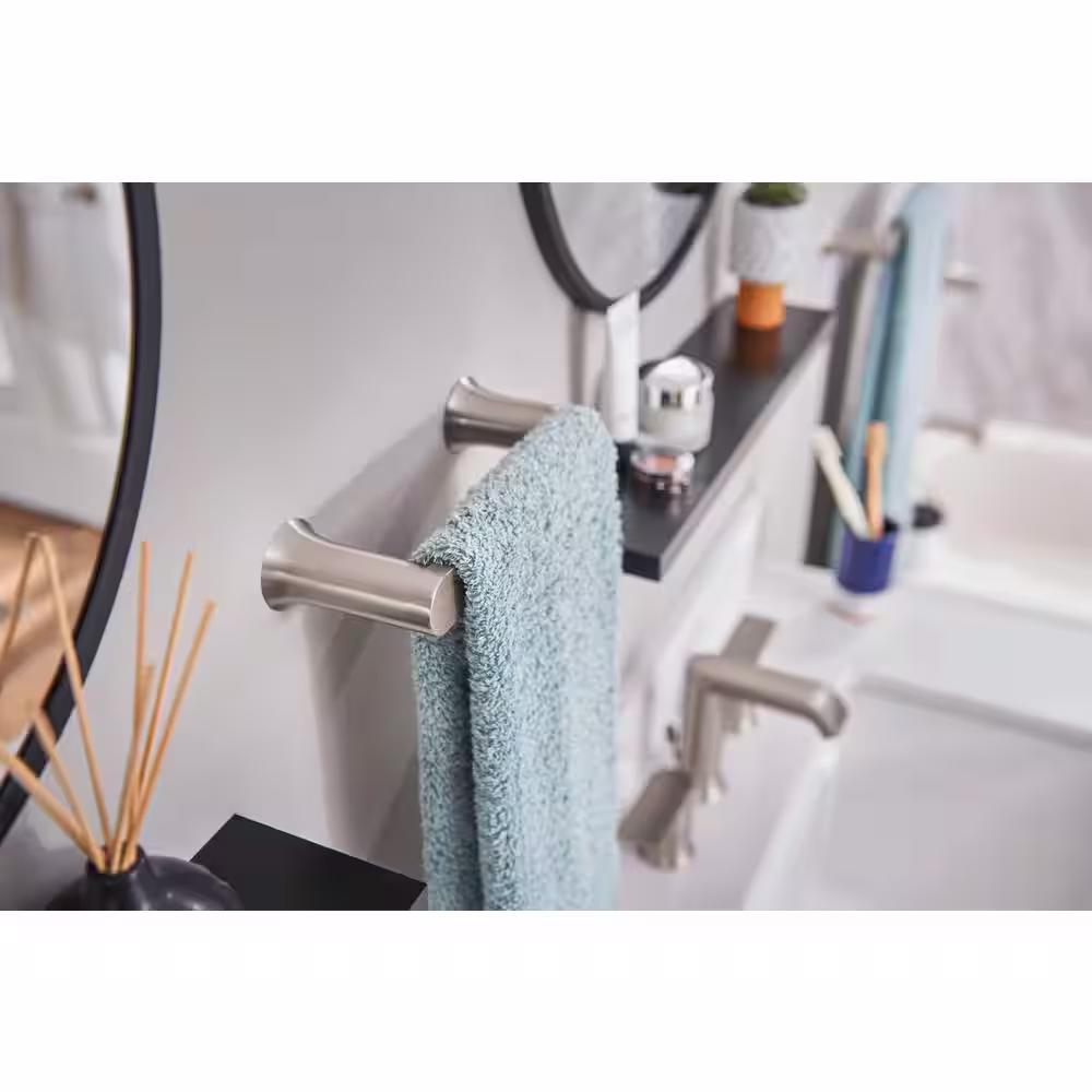 MOEN Genta 9 in. Hand Towel Bar in Brushed Nickel (2-Pack Combo)