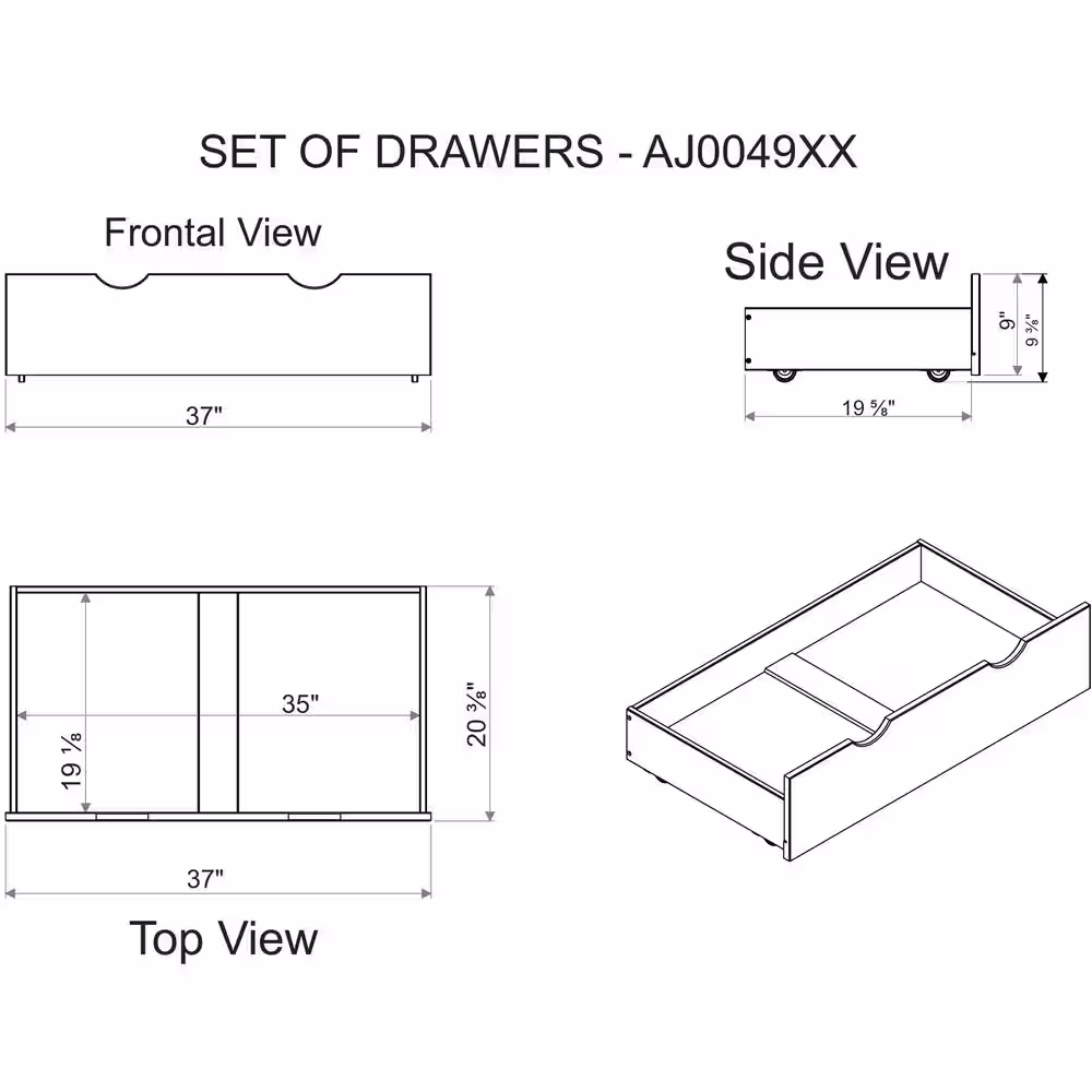 Alaterre Furniture Alaterre 37 in. W x 9.375 in. H Chestnut Under Bed Storage Drawer (Set of 2)