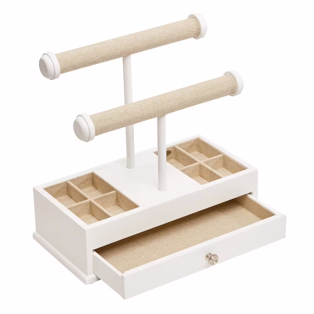 Mele & Co Ivy White Wooden Jewelry Box