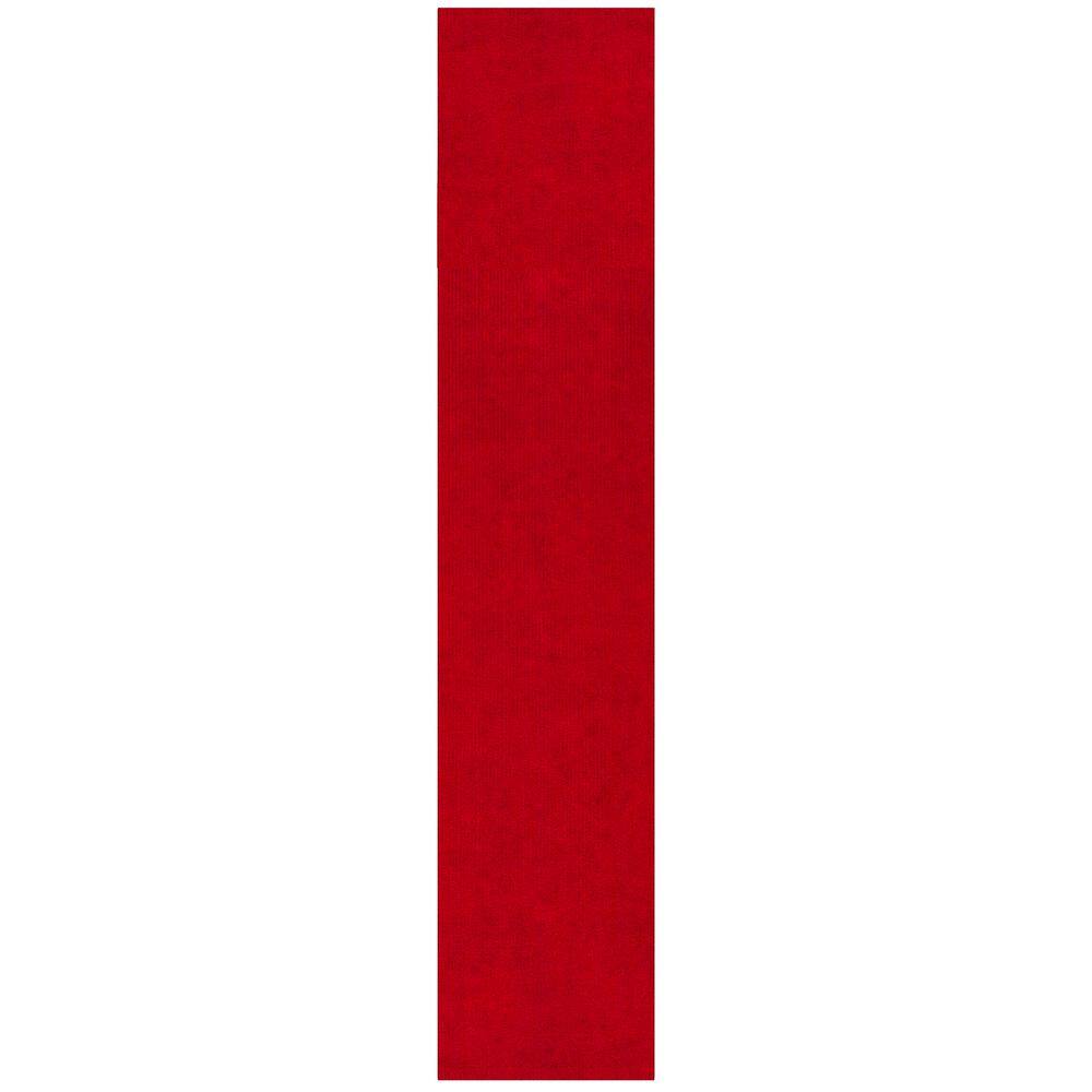 Ottomanson Scrabe Rib Waterproof Non-Slip Rubber Back Runner Rug, 2 ft. W x 16 ft. L, Red, Polypropylene Garage Flooring