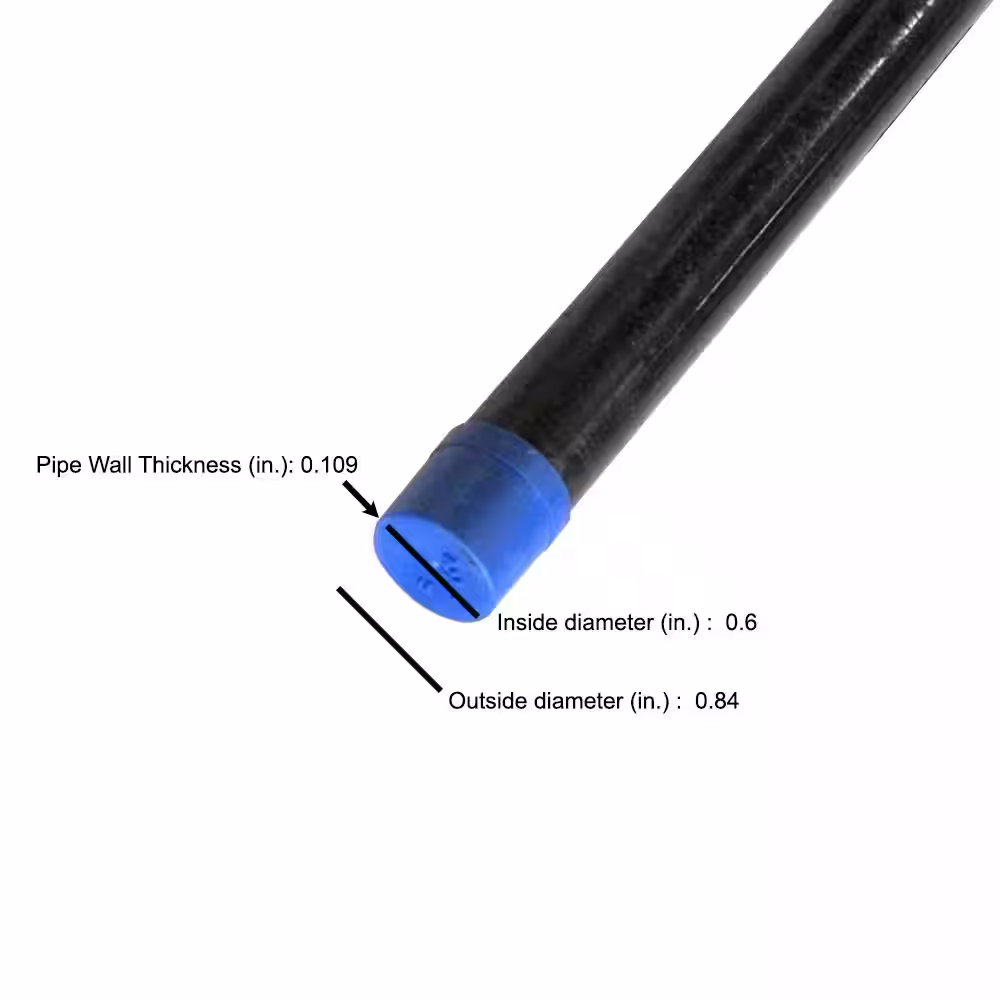 VPC 1/2 in. x 48 in. Black Steel Schedule 40 Cut Pipe