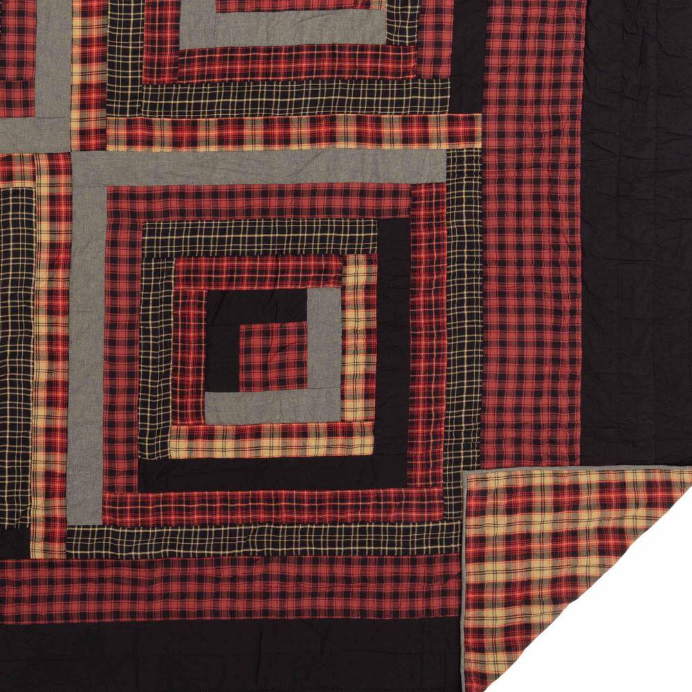 VHC BRANDS Cumberland Red Black Tan Rustic Cotton Quilted 70 in. x 55 in. Throw