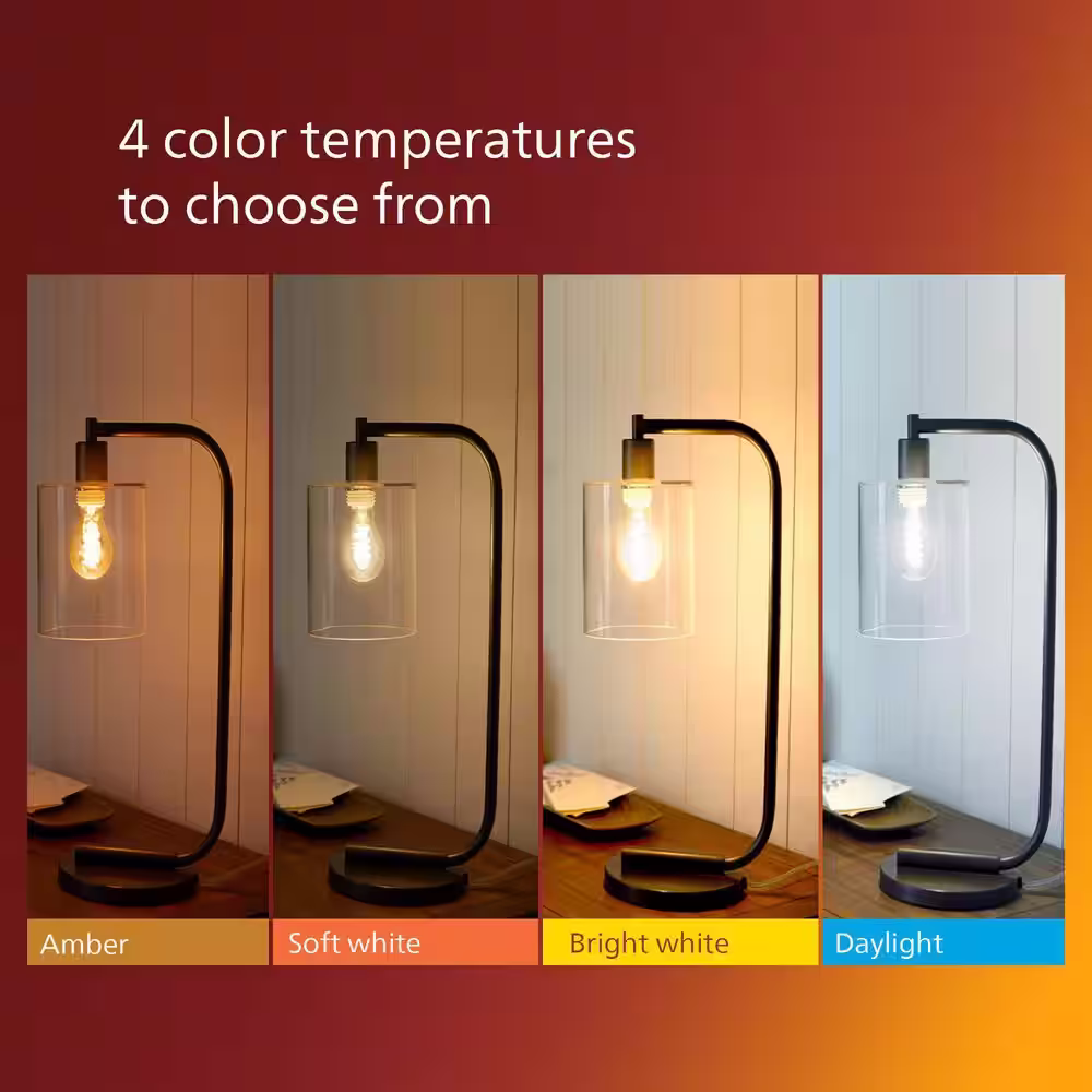 Philips 40-Watt Equivalent ST19 Clear Glass Dimmable E26 Vintage Edison LED Light Bulb Daylight 5000K (2-Pack)