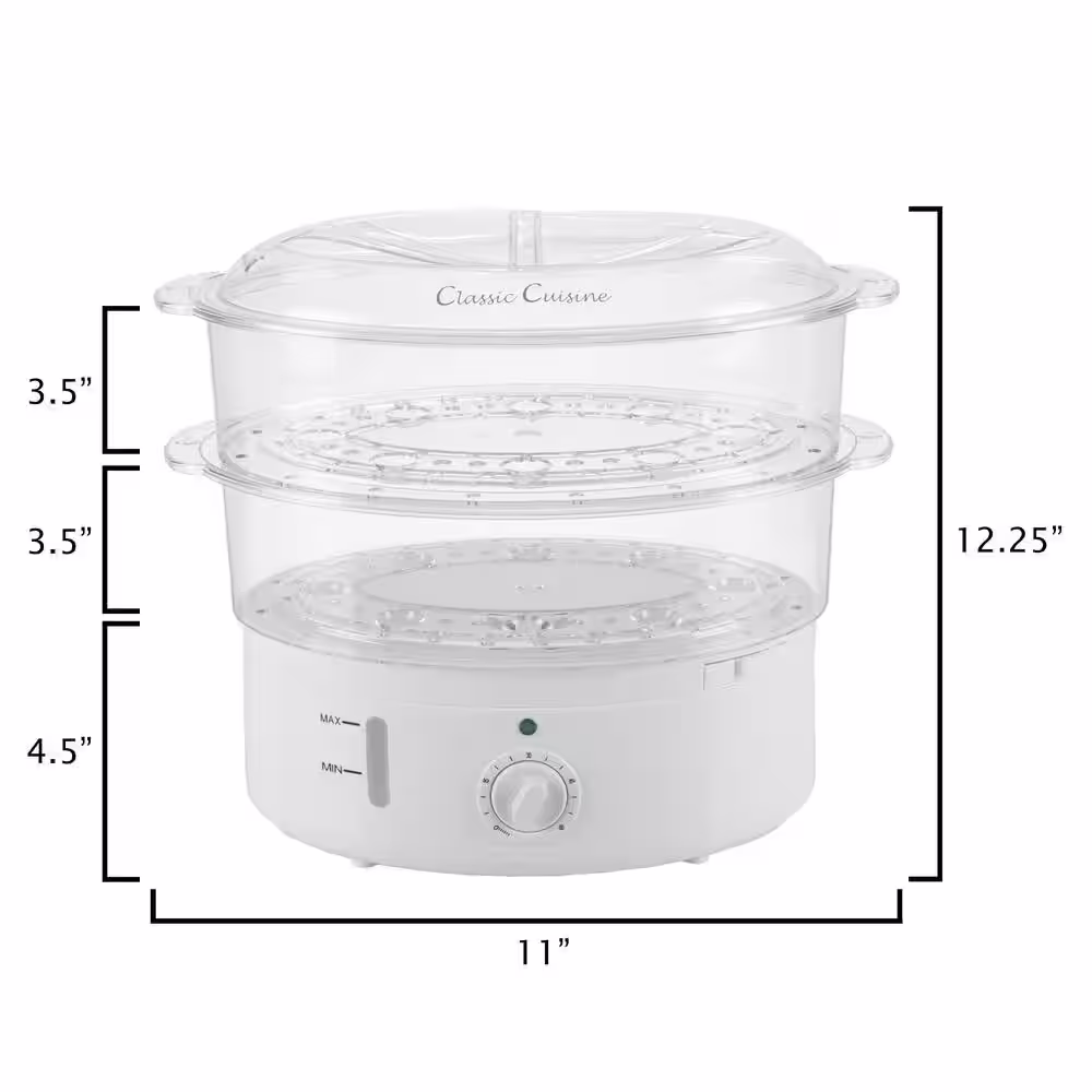 Classic Cuisine 25 Cup White Electric Rice Cooker with Vegetable Steamer