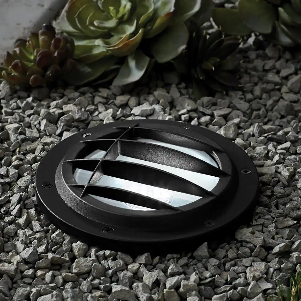 Hampton Bay Low Voltage 500 Lumens Black Outdoor Integrated LED In Ground Well Light; Weather/Water/Rust Resistant