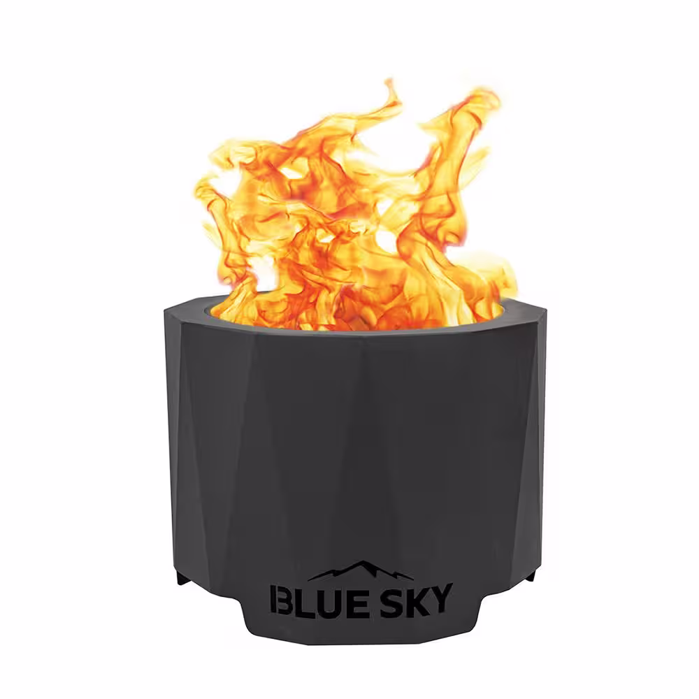 BLUE SKY OUTDOOR LIVING The Peak 22 in. x 16 in. Round Steel Smokeless Wood Patio Fire Pit