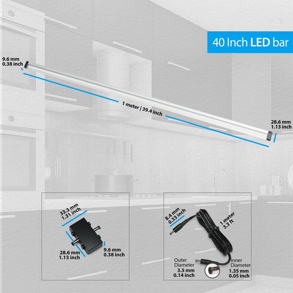 ESHINE 40 in. LED 3000K Black Under Cabinet Light No Sensor (No Power Supply Included)