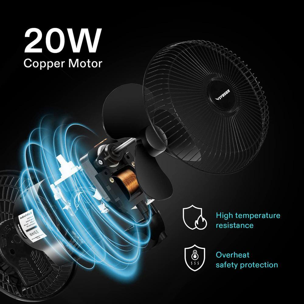VIVOSUN AeroWave A6 6 in. 2-Speed Black Clip Fan with Fully-Adjustable Tilt for Grow Tent
