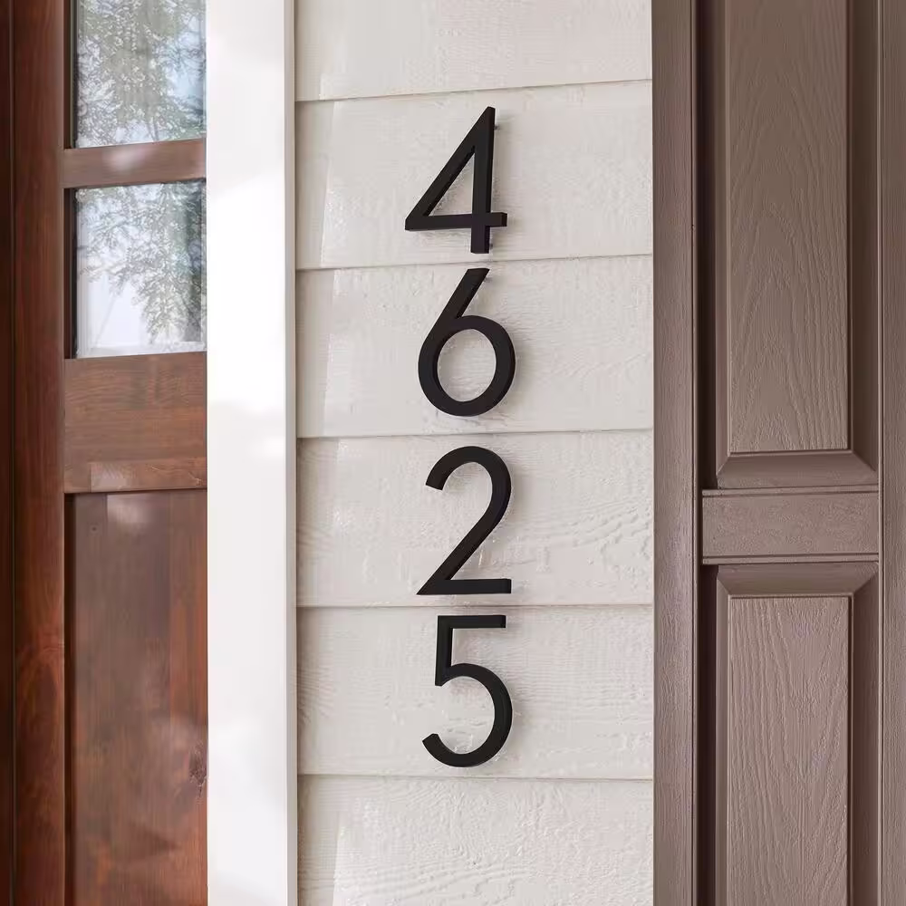 Everbilt 8 in. Matte Black Aluminum Floating or Flat Modern House Number 2