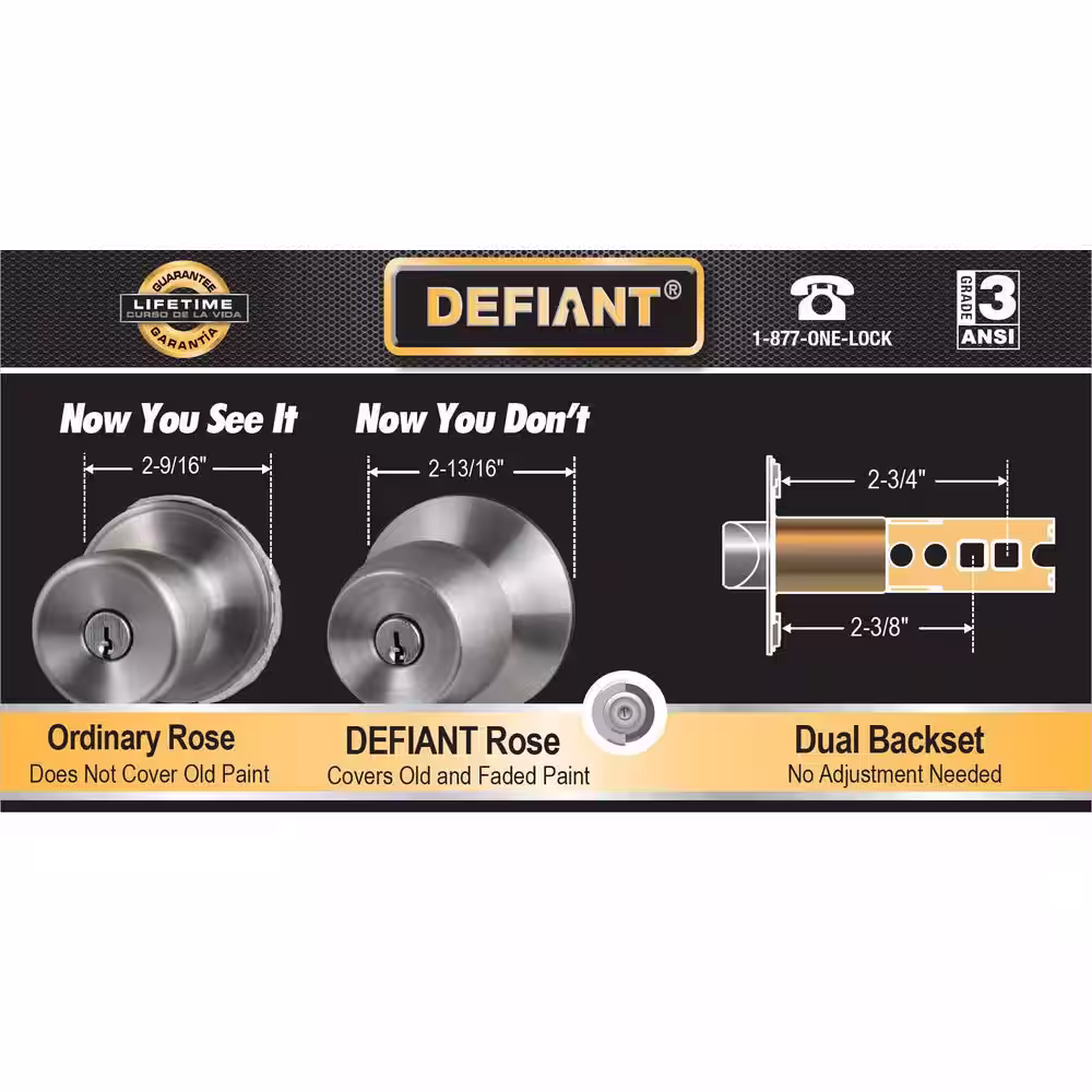 Defiant Brandywine Stainless Steel Combo Pack with Single Cylinder Deadbolt