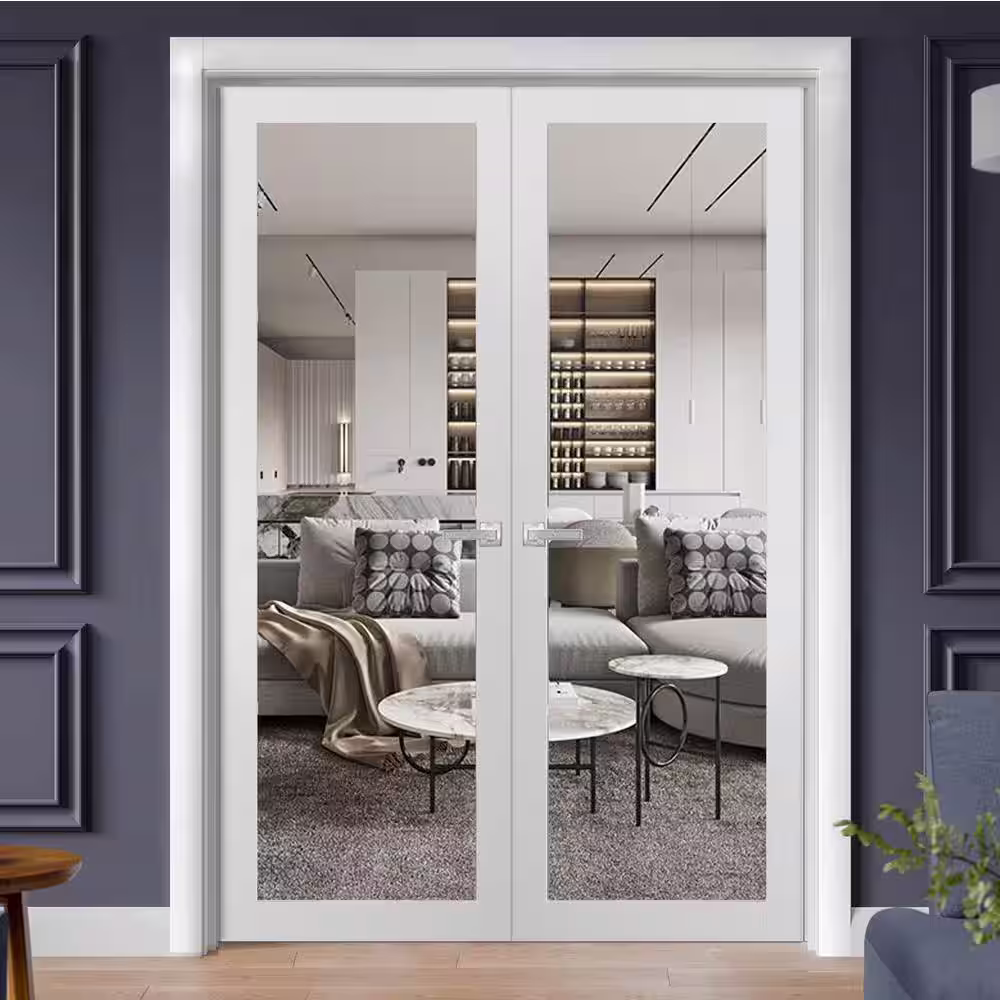 Sartodoors 2166 60 in. x 80 in. Universal Handling Frosted Glass Solid Wood White Finished Pine Wood Interior Door Slab