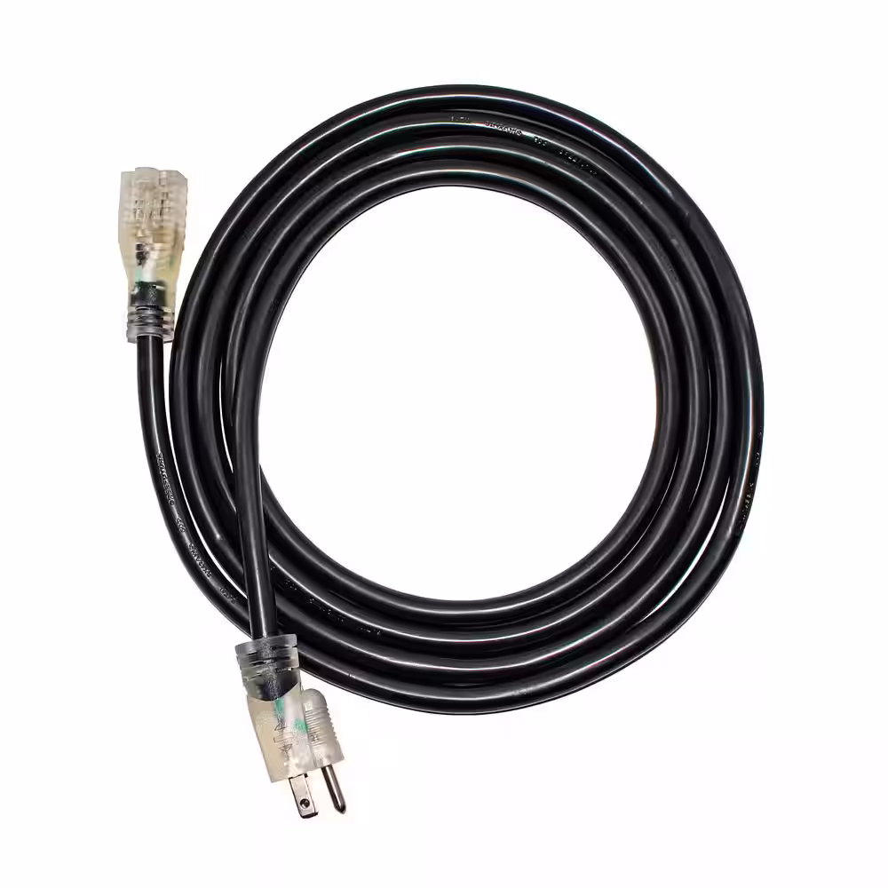 None 10 ft. 14/3 SJTW 13 Amp 125-Volt 1625-Watt Lighted End Indoor/Outdoor Black Heavy-Duty Extension Cord (2-Pack)