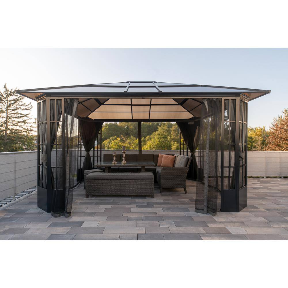 Sojag Savino 10 ft. x 12 ft. Grey Polyester Curtains For Gazebo