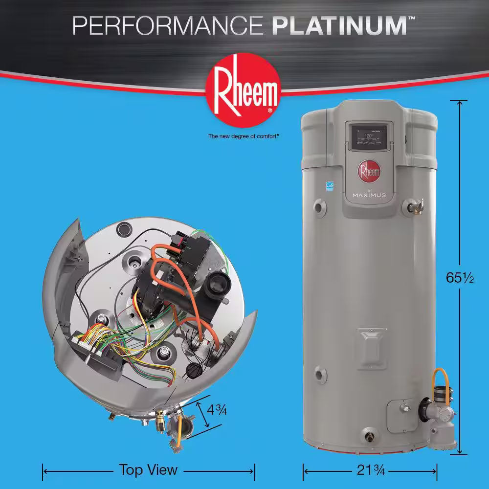 Rheem Maximus Super High Efficiency 50-Gal. Tall 12-Year 76000 BTU Natural Gas Tank Water Heater
