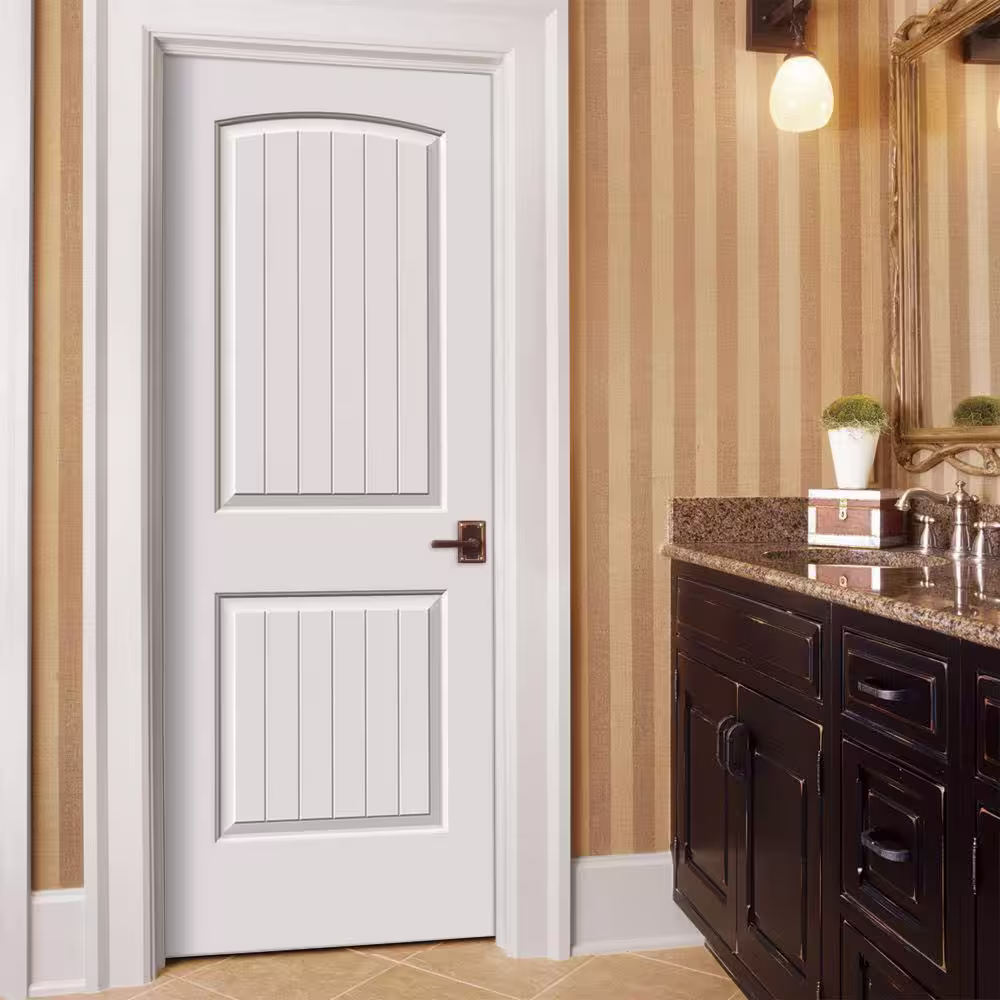 JELD-WEN 30 in. x 80 in. 2 Panel Santa Fe Primed Left-Hand Smooth Molded Composite Single Prehung Interior Door