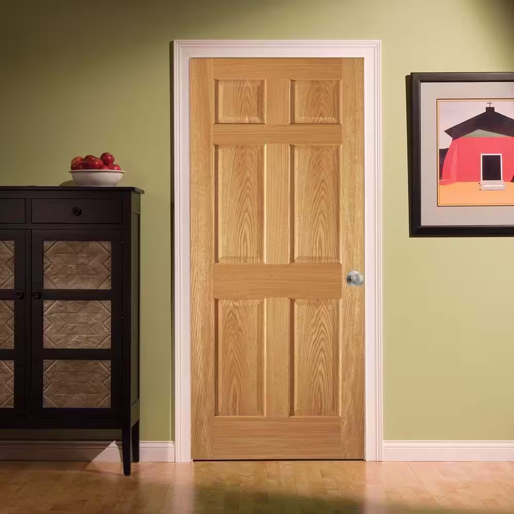 Steves & Sons 6-Panel Unfinished Red Oak Interior Door Slab