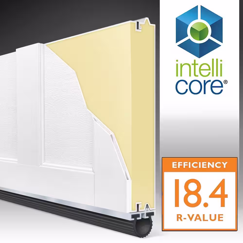 Clopay Coachman Collection 8 ft. x 7 ft. 18.4 R-Value Intellicore Insulated Solid White Garage Door