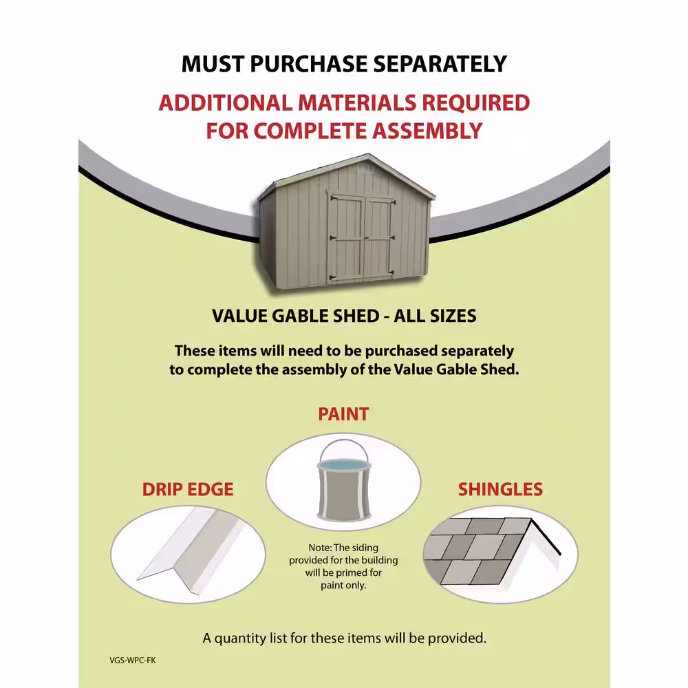 LITTLE COTTAGE CO. Value Gable 8 ft. x 16 ft. Wood Shed Precut Kit with Floor