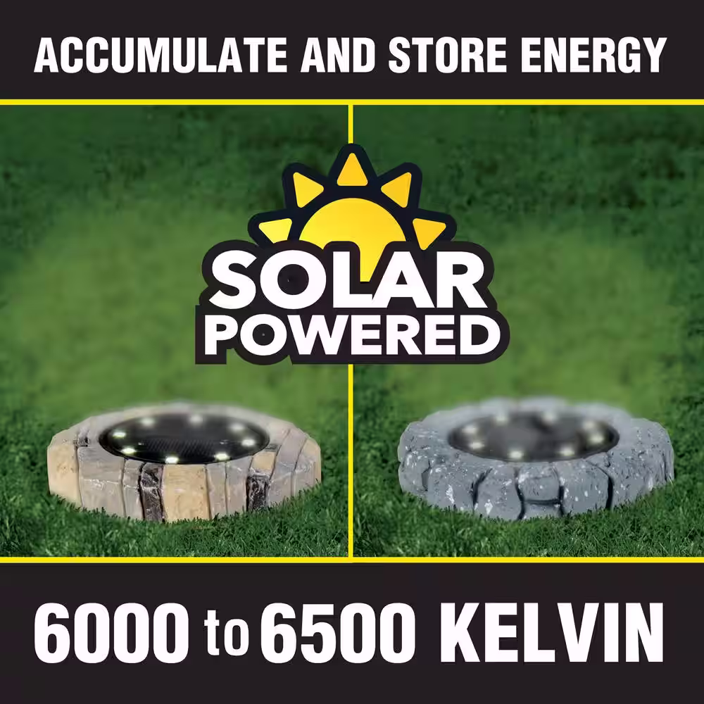 BELL+HOWELL 6000K Ultra-Solar Dark Gray Stone Like Outdoor Integrated LED Landscape Path Disk Lights (4 per Box)