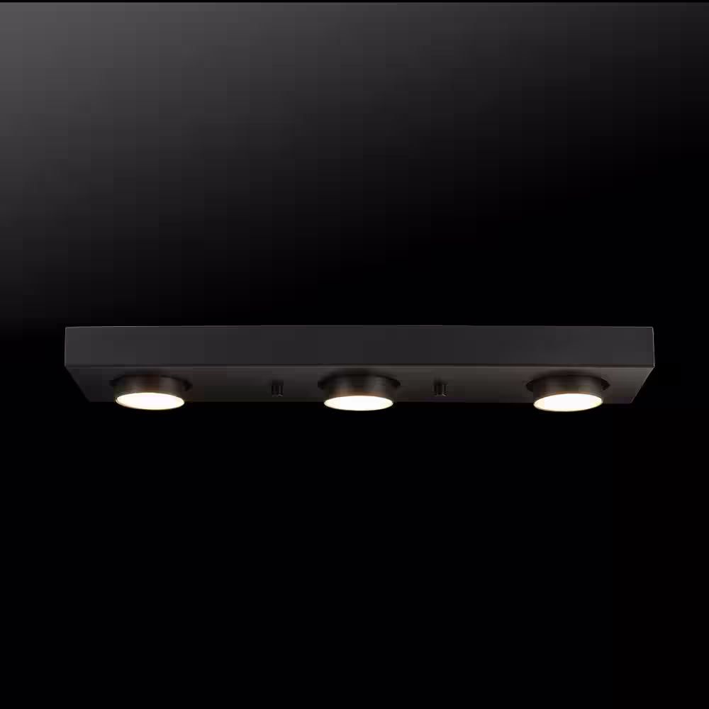 Globe Electric Bleecker 1.6 ft. 3-Light Matte Black Integrated LED Fixed Track Lighting Kit