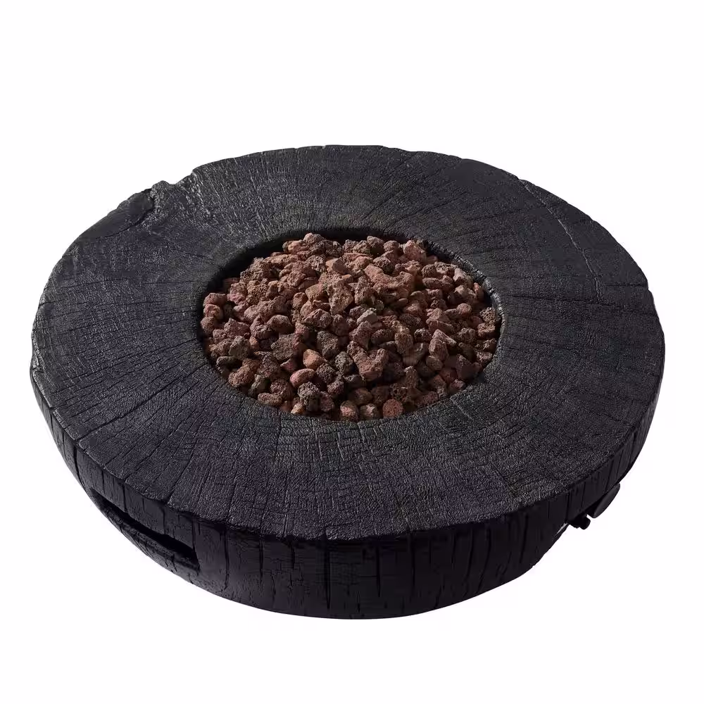 CASAINC 28 in. Black Outdoor Gas Fire Pit 30,000 BTU Round Fire Bowl with Lava Rock and Waterproof Cover