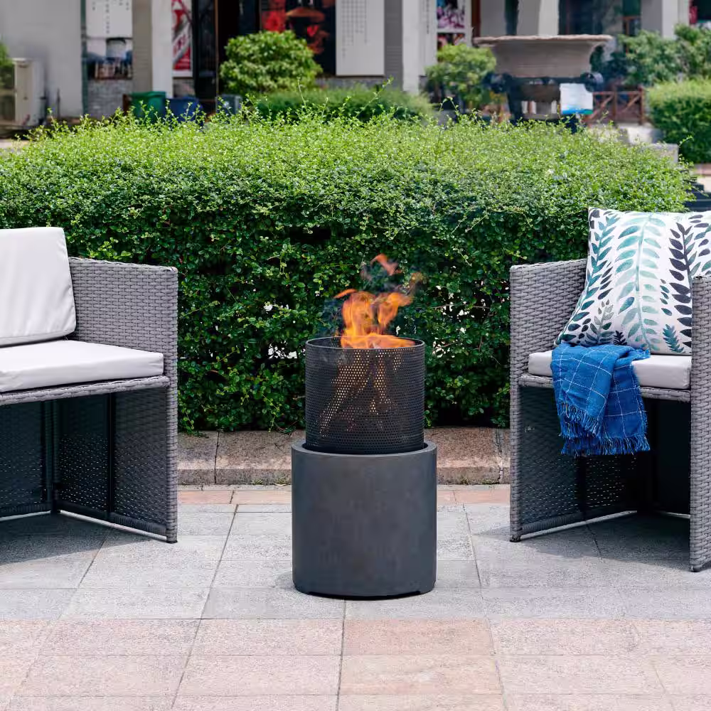 DANYA B 22 in. Wood Burning Faux Stone Fire Column Chimenea