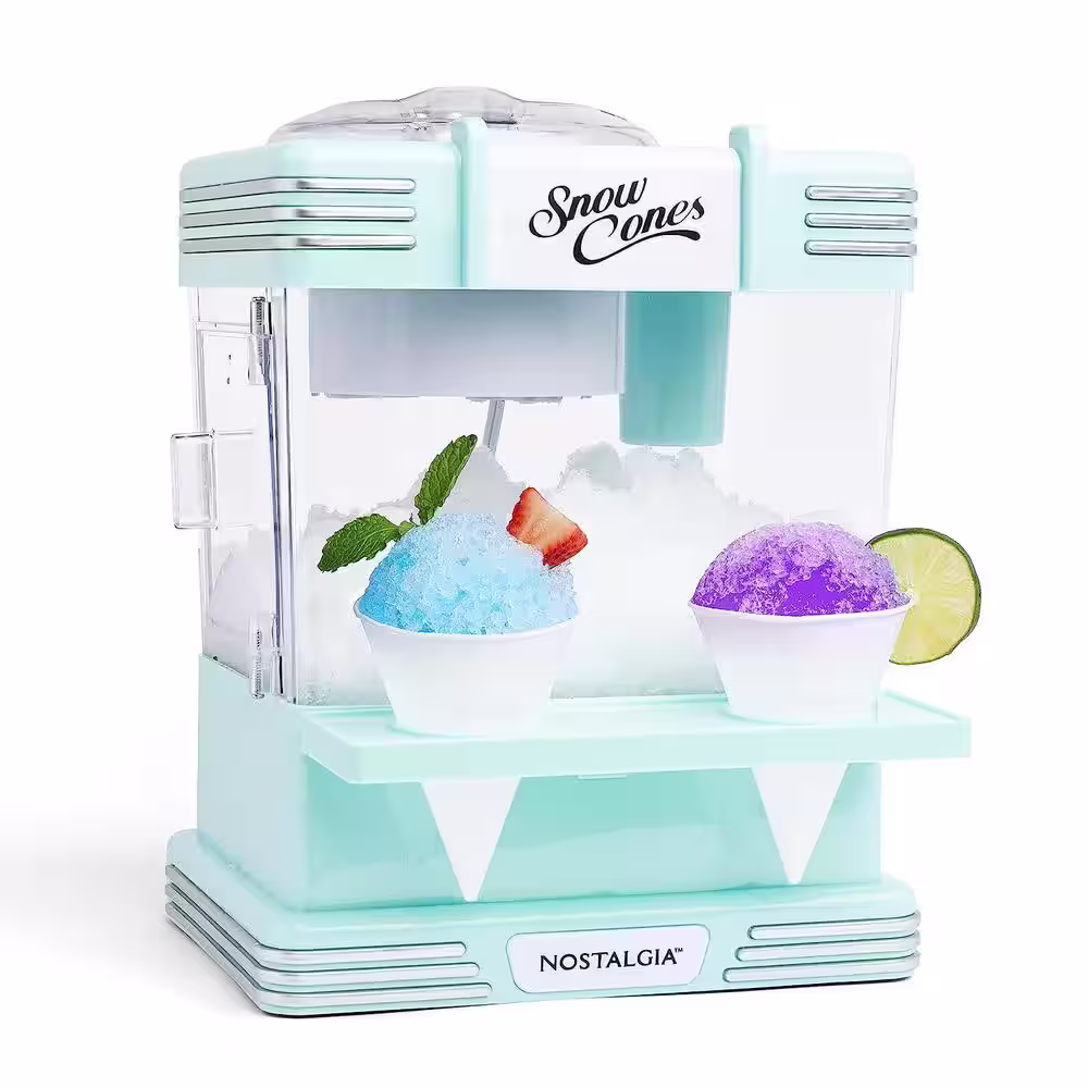 Nostalgia Retro Table-Top Red Snow Cone Maker, Makes 20 Icy Treats, With 2 Reusable Plastic Cups & Ice Scoop