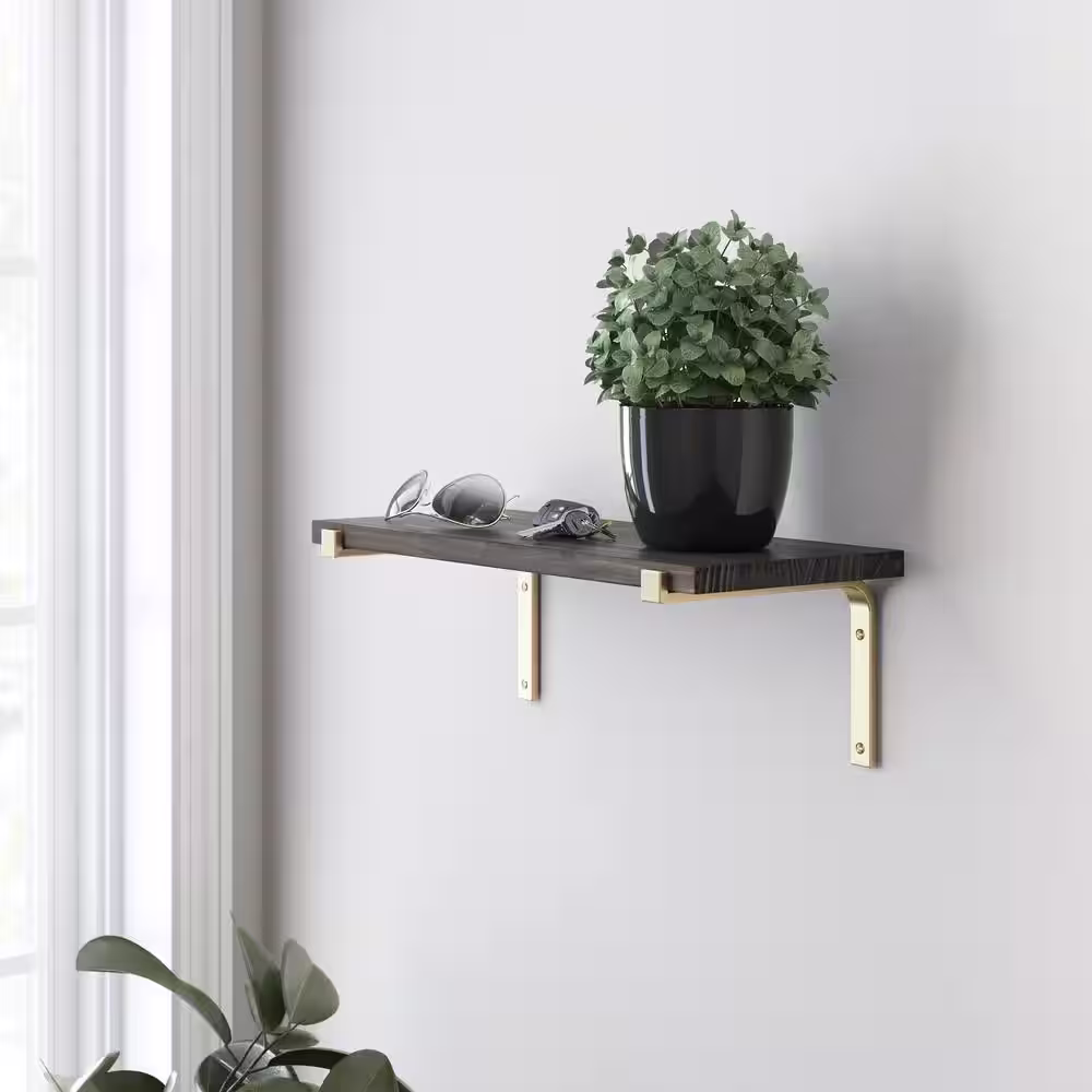 Liberty 8 in. Wraparound Satin Gold Shelf Bracket 2-Pack