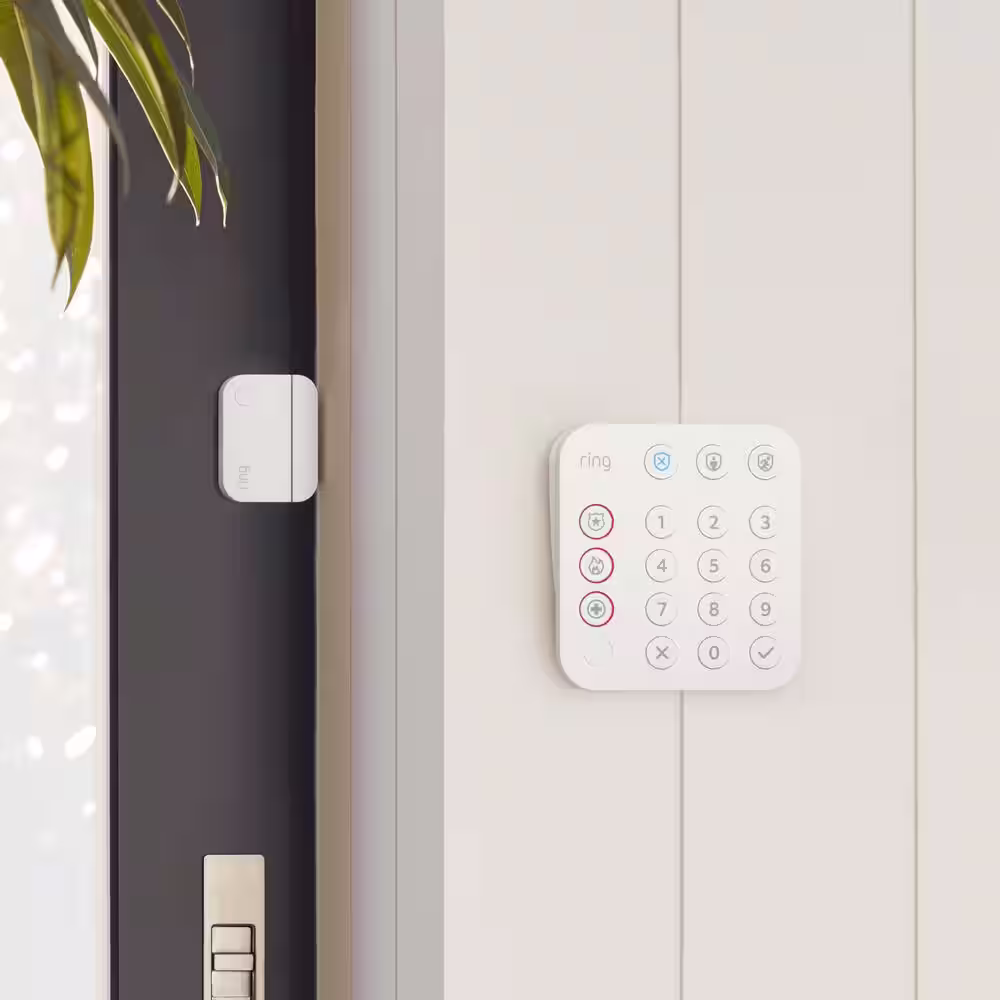 Ring Alarm Kit 2nd Gen (8-Pack) with Wired Video Doorbell with Stick Up Cam Battery, White