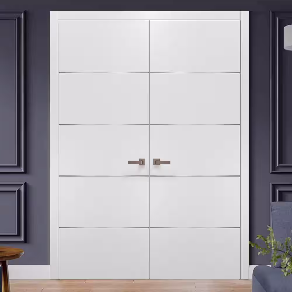 Sartodoors 0020 48 in.  x 84 in. Flush No Bore Solid Core White Finished Pine Wood Interior Door Slab with French Hardware Included