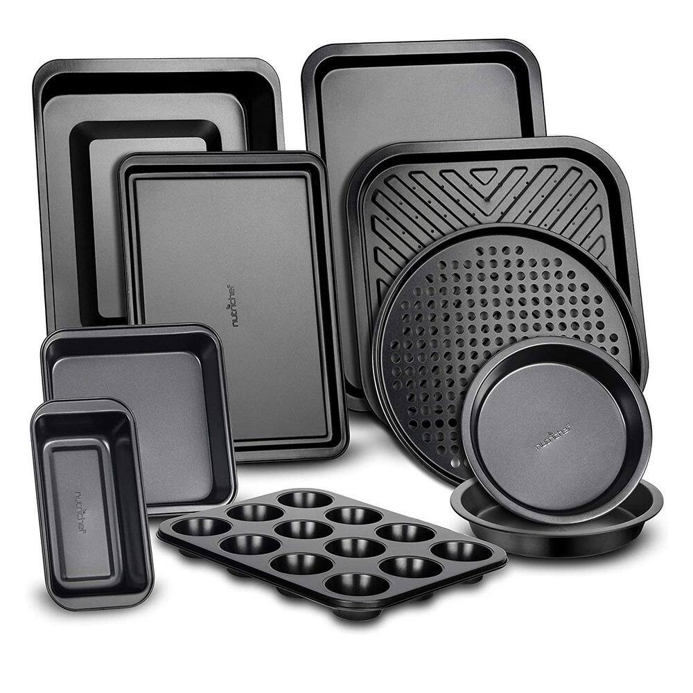 NutriChef Deluxe Nonstick Carbon Steel 10 Piece Kitchen Bakeware Set (2 Pack)