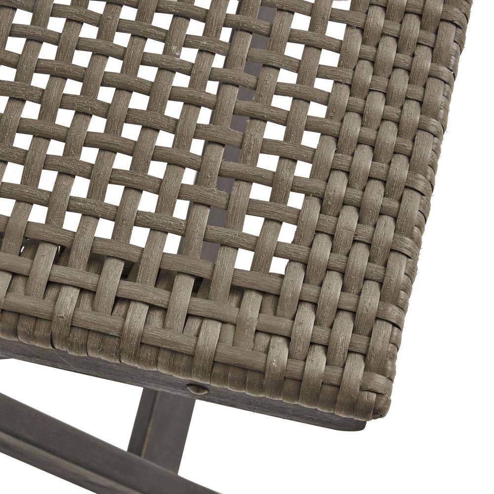 None 3-Piece Wood Wicker Foldable Outdoor Bistro Set with Table